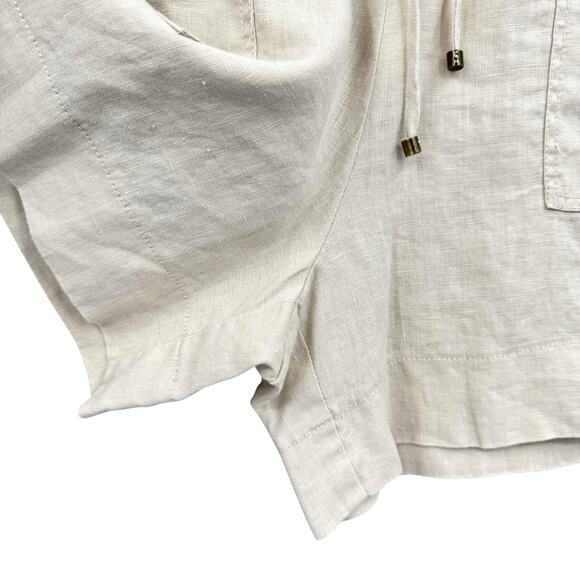 Trina Turk Out of Office NWT Soothe 100% Linen Neutral Beige Drawstring Shorts - Picture 4 of 8